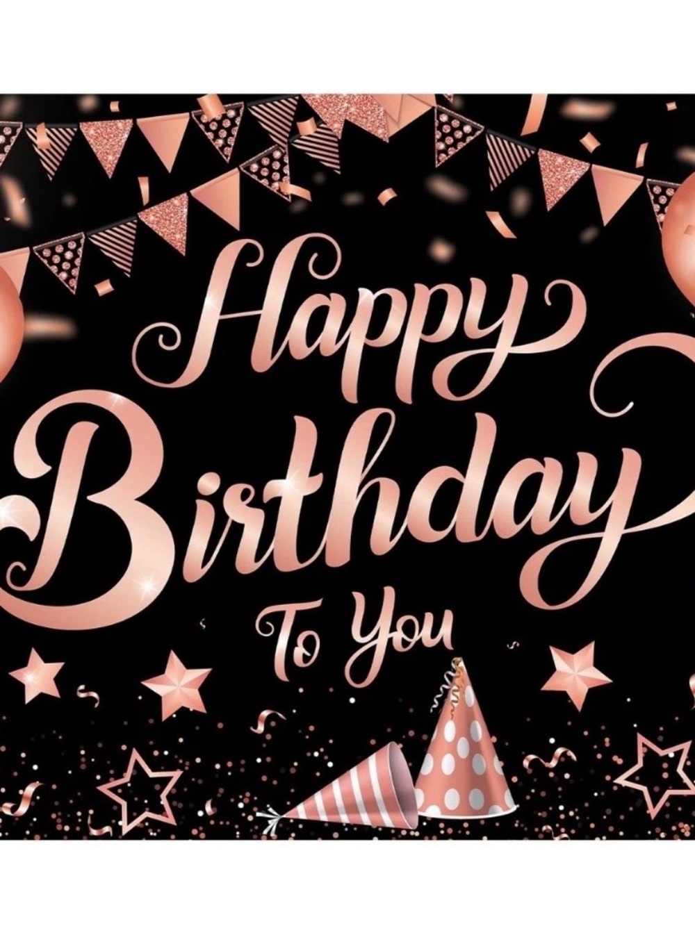 Rose Gold Happy Birthday Party Backdrop Banner- Elegant Celebration Décor